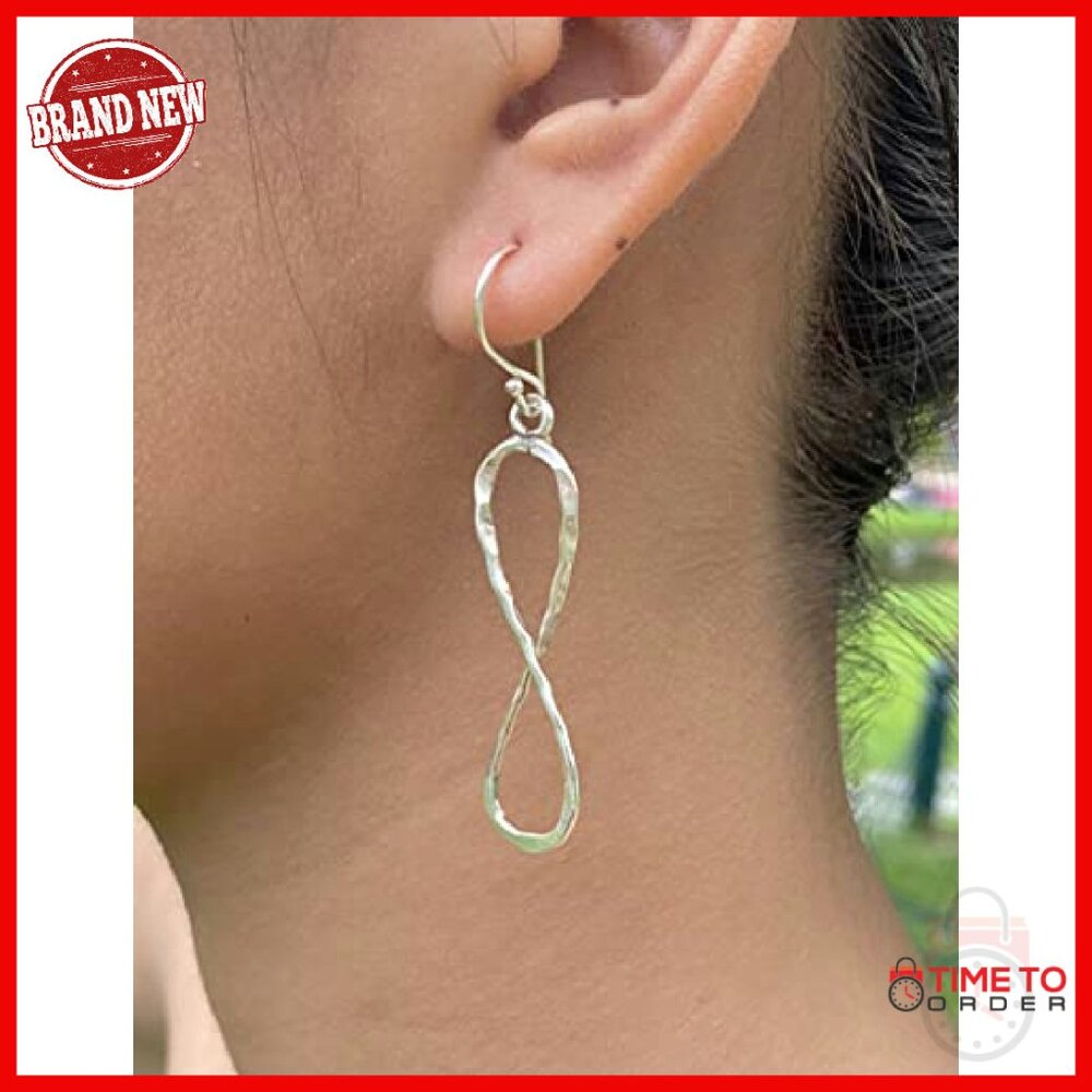 Sterling Silver Hammered Infinity Dangle Earrings… - image 5